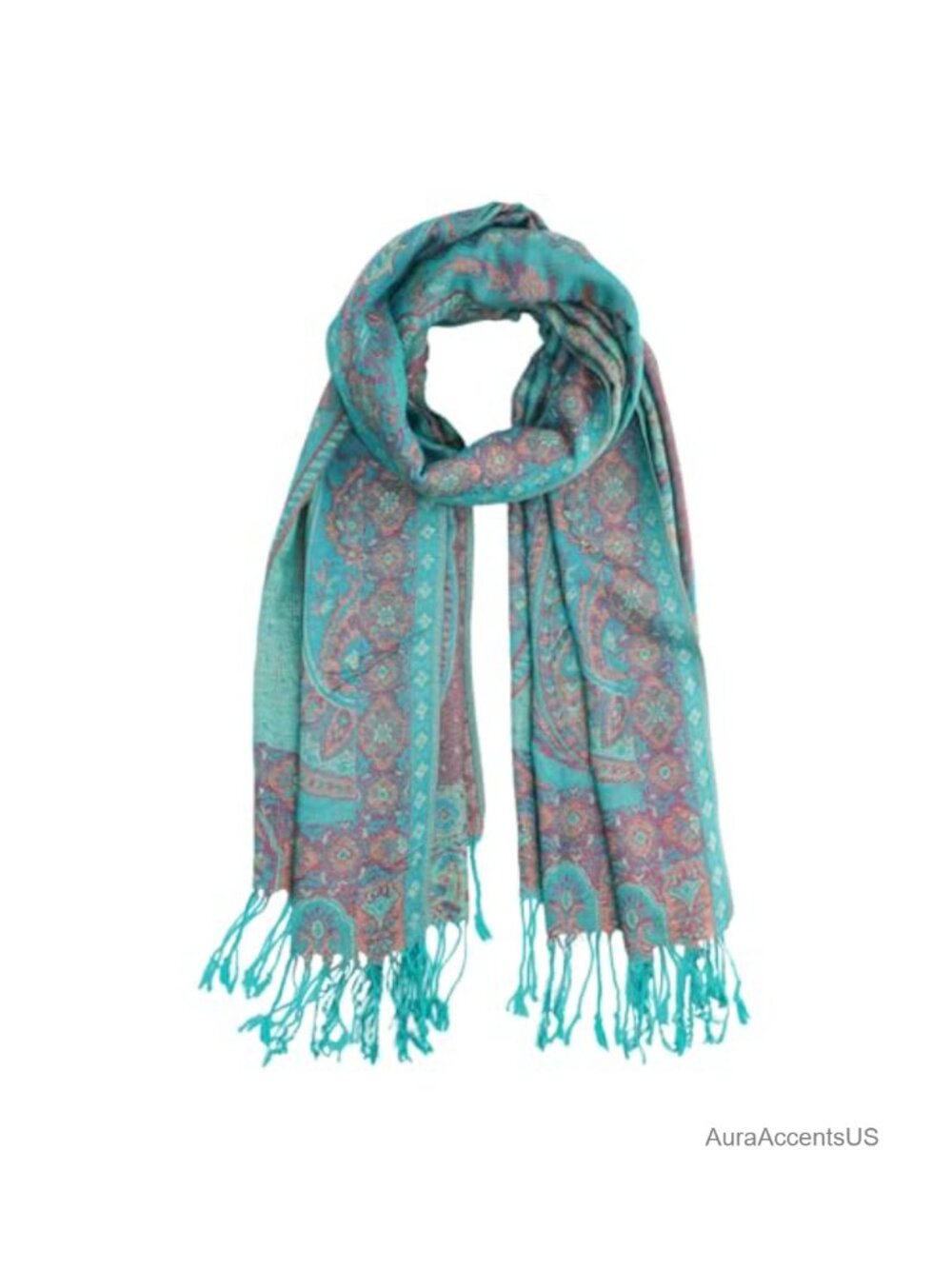 Two Tone Silky Paisley Pashmina Shawl Wrap Fringe Women's Scarf